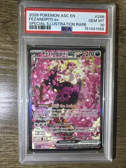 2026 POKEMON ASCENDED HEROES SPECIAL ILLUSTRATION RARE FEZANDIPITI EX PSA 10 - Image 1