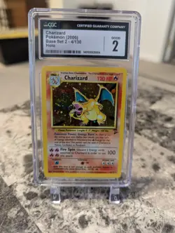 Pokemon TCG 2000 Charizard Base Set 2 Holo Rare CGC 2 - Image 1
