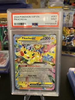 Pokemon TCG Pikachu EX Surging Sparks PSA 9 - Image 1