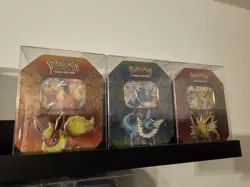 Pokemon Elemental Power 3 x Tin Jolteon Vapareon Flareon GX Full Art Set Sealed - Image 1