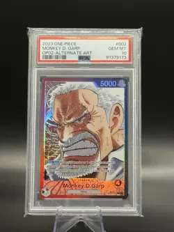 2023 ONE PIECE OP02-PARAMOUNT WAR ALTERNATE ART #002 MONKEY D. GARP PSA 10 - Image 1