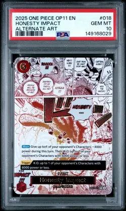 2025 ONE PIECE OP11-A FIST OF DIVINE SPEED ALTERNATE ART HONESTY IMPACT PSA 10 - Image 1