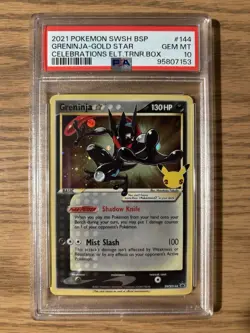 Pokemon Greninja Gold Star Celebrations ETB Black Star Holo Promo SWSH144 PSA 10 - Image 3