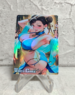 Chun li Trading Card Waifu Goddess Story Anime Girl holo Karte Manga Full Art - Image 1