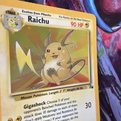 Pokemon Raichu Holo Rare Card 14/62 Fossil Unlimited MP Condition - Image 3