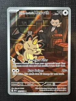 Pokemon TCG Destined Rivals Team Rockets Meowth Card 203/182 Near Mint Condition - Image 1