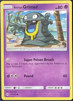 Alolan Grimer 57/149 SM Base Set Regular - Pokemon Card - Image 1
