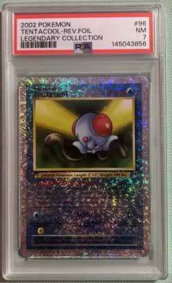 2002 POKEMON LEGENDARY COLLECTION — #96 TENTACOOL — REVERSE FOIL — PSA 7 NM - Image 1