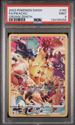 2023 POKEMON SWORD AND SHIELD CROWN ZENITH #160 FA/PIKACHU CROWN ZENITH PSA 9 - Image 1