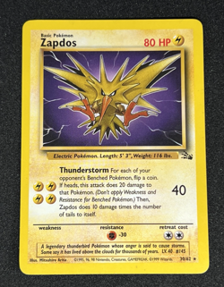 Zapdos 30/62 WOTC Fossil - Non-Holo Rare Pokemon Card LP - Image 1