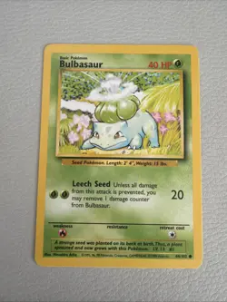 1995 Bulbasaur Base Set Pokemon TCG Card 44/102 Near Mint Condition - Image 1