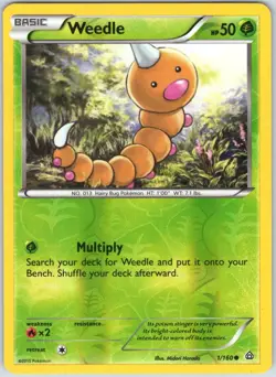 Weedle 1/160 Common Primal Clash Pokemon Reverse Holo NM - Image 1