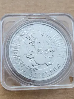 1997 Charizard NO.006 Pokemon Japanese Silver Medal Battle Coin In Case - Image 1