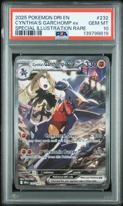 2025 POKEMON DRI EN-DESTINED RIVALS #232 CYNTHIA'S GARCHOMP EX PSA 10 - Image 1