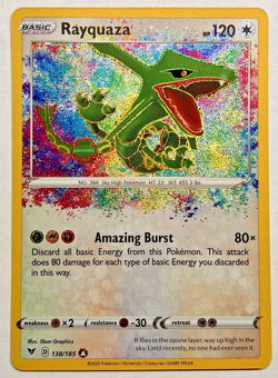 Pokemon Rayquaza 138/185 (Amazing Rare) Swsh04: Vivid Voltage MINT - Image 1