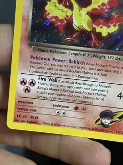 PARTIAL HOLOBLEED Rocket's Moltres 12/132 Gym Heroes 2000 Holo Rare WOTC Pokemon - Image 5