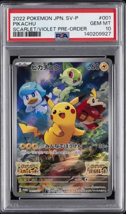 2022 POKEMON JPN SV PROMO SCARLET & VIOLET PRE-ORDER #001 PIKACHU PSA 10 - Image 1