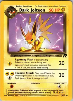 Dark Jolteon Team Rocket Uncommon NM Pokemon 38/82 Unlimited - Image 1