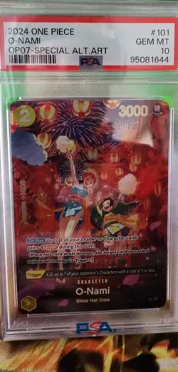 Bandai One Piece Card Game O-Nami Alt Art SP OP07-101 PSA 10 Special - Image 1