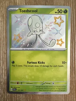 Toedscool - 105/091 - Pokemon Paldean Fates Shiny Rare Card NM - Image 1