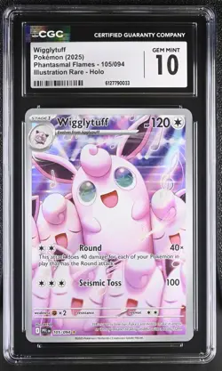 Pokemon Wigglytuff 105/094 Illustration Rare Phantasmal Flames - CGC 10 - Image 1