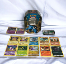 Pokemon TCG Trading Card Game Blastoise Tin and 13 Cards CCG Lot #10 - Image 1