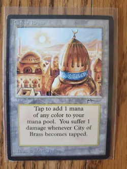 Magic The Gathering ARABIAN NIGHTS CITY OF BRASS Land Card Lightly Played - Image 1