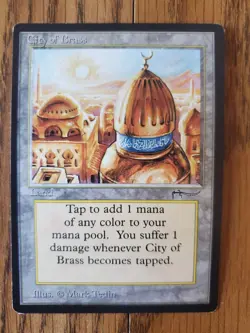 Magic The Gathering ARABIAN NIGHTS CITY OF BRASS Land Card Lightly Played - Image 2