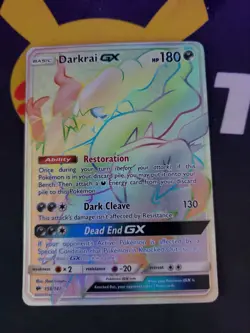 Pokemon Darkrai GX Rainbow Secret Rare Holo Card 158/147 SM Burning Shadows - Image 1