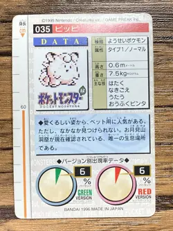 Pokemon Carddass Card Clefairy No.35 Bandai Pocket Monsters Green ver. 1996 - Image 2
