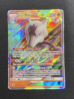 Alolan Marowak GX Black Star Promo Rare Holo Card SM187 Pokemon TCG Sun & Moon - Image 3