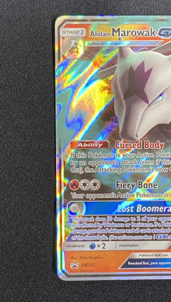 Alolan Marowak GX Black Star Promo Rare Holo Card SM187 Pokemon TCG Sun & Moon - Image 4