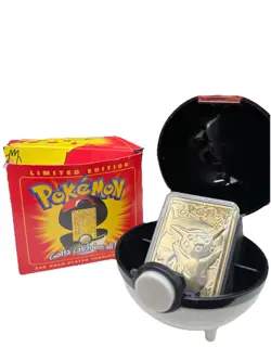 1999 Burger King Collectible PIKACHU Pokemon Ball 23k Gold-plated Trading Card - Image 1
