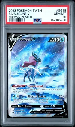 Suicune V GG38/GG70 PSA 10 Alternative Art Crown Zenith Pokemon Card Game - Image 1