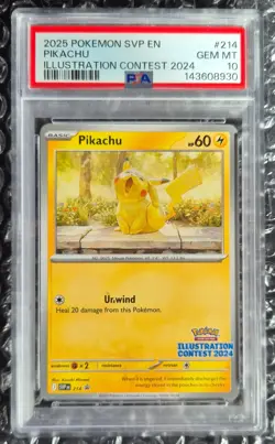 PIKACHU PSA 10 2025 POKEMON SVP EN #214 2024 ILLUSTRATION CONTEST GEM MINT - Image 1