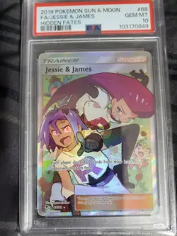 PSA 10 2019 Pokemon Sun & Moon Hidden Fates #68 Full Art Jessie & James - Image 1