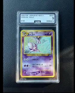 Pokemon TCG Espeon No. 196 Holo Rare Neo Discovery 2000 Japanese Card Graded 9 - Image 1