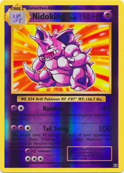 Heavily Played, English Pokemon Reverse Holo Nidoking - 45/108 - Holo Rare - Rev - Image 1