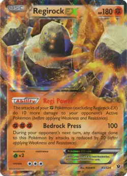 Moderately Played, English Pokemon Holo Regirock-EX - 43/124 - Holo Rare ex XY - - Image 1