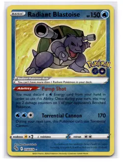 Radiant Blastoise Pokemon GO 018/078 Radiant Rare LP-NM - Image 1