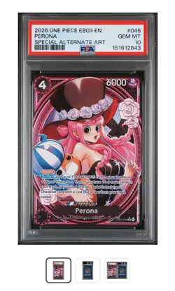 One Piece Card Game TCG Perona EB03-045 Alt Art SP PSA 10 Heroines Edition - Image 3