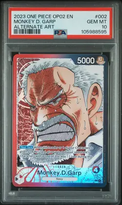 2023 ONE PIECE OP02-PARAMOUNT WAR ALTERNATE ART #002 MONKEY D. GARP PSA 10 - Image 1