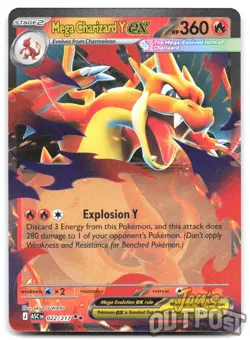 Mega Charizard Y ex 022/217 Double Rare ME: Ascended Heroes Pokemon NM - Image 1