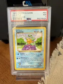1999 Pokemon TCG Base Set Shadowless Squirtle PSA 7 - Image 1