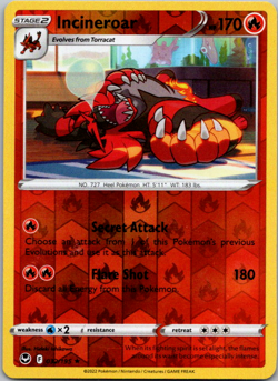 Incineroar 032/195 Silver Tempest Reverse Holo Pokemon TCG NM - Image 1
