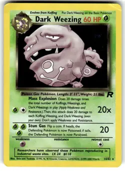 Pokemon Team Rocket Dark Weezing 14/82 Holo Rare Corner crease see pics - Image 1