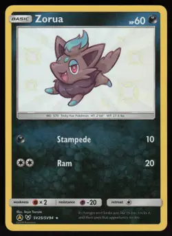 Zorua SV25/SV94 Holo Rare: Hidden Fates Shiny Vault Pokemon TCG Near Mint - Image 1