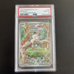 Meowth 106/094 Illustration Rare 2025 Pokemon Phantasmal Flames PSA 10 Gem Mint - Image 1