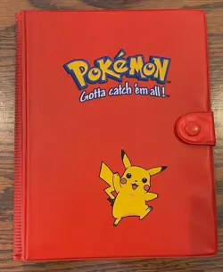 Vintage Pokemon Pikachu Binder ONLY with 30 4-pocket Plastic Cardholder Pages - Image 1