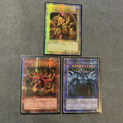Yugioh 25th Egyptian God Cards Ra Slifer Obelisk Quarter Century Secret Rare Set - Image 1